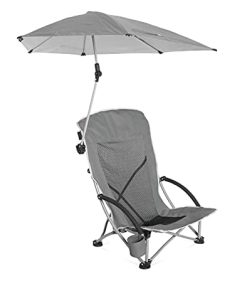 Sport-Brella Beach Chair with UPF 50+ Adjustable Canopy Umbrella, Grey