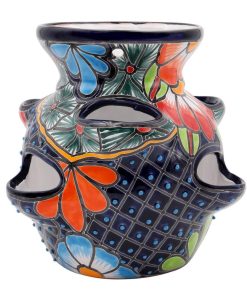 Ravenna Pottery Talavera 6-Pocket Royal Blue Ceramic Strawberry and Herb Pot AWT-923-A1