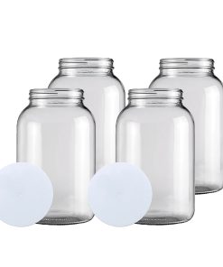 One Gallon Wide Mouth Glass Jar with Lid-Set of 4