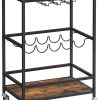 Bar Cart, Serving Cart, Industrial, Rustic Brown and Black