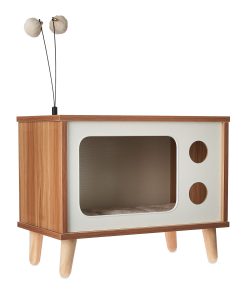Vibrant Life Purr-View Retro TV Cat Condo with Jute Scratching Pad and Washable Mat