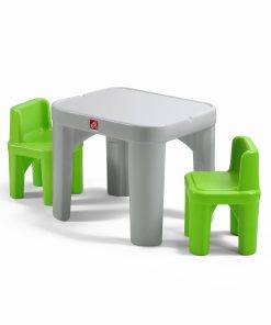 Step2 Mighty My Size Kids Plastic Table and Chairs Set, Gray