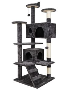 Zenstyle 53-in Cat Tree and Condo Scratching Post Tower, Dark Gray