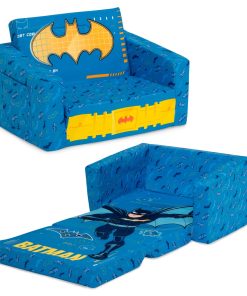 Batman Cozee Flip-Out Chair - 2-in-1 Convertible Chair to Lounger for Kids by Delta Children