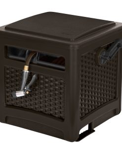 Suncast 225 ft. Smart Trak Wicker Garden Hose Reel Guide and Hideaway, Java Brown