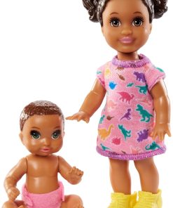 Barbie Skipper Babysitters Inc. Dolls, 2 Pack of Sibling Dolls Includes Small Toddler Doll & Baby Doll Figure in Diaper for 3 to 7 Year Olds