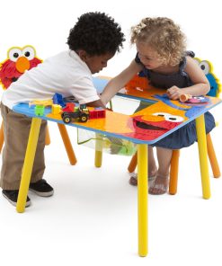 Sesame Street Wood Kids Storage Table and Chairs Set by Delta Children, Greenguard Gold Certified