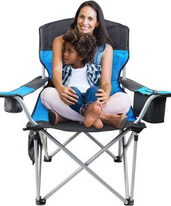 Beach Chair for Adults, Oversized Camping Chair 500lb, Folding Chair for Outside, Heavy Duty Portable Chair with Armrest, Cooler Bag, Side Pocket, Cup Holder, Outdoor Folding Camping Chair