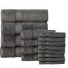 16PC Bath Towel Set (4 Bath, 4 Hand and 8 Wash) - Grey, Addy Home Best Value