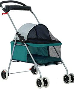 BestPet Pet Stroller Cat Dog Stroller Travel Folding Carrier,Teal