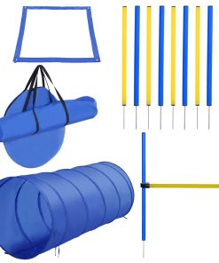Pawhut 4PC Obstacle Dog Agility Training Course Kit Backyard Competitive Equipment- Blue, Yellow